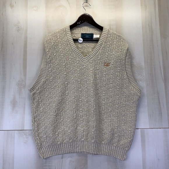 Dunbrooke Club Collection CAT Catapillar Mens Vintage V Neck Sweater Vest 2XL - Picture 1 of 9